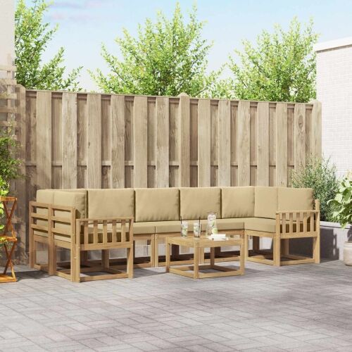 Set vanjskih sofa 6 kom. - Bijela i bež Okomite letvice Cijena