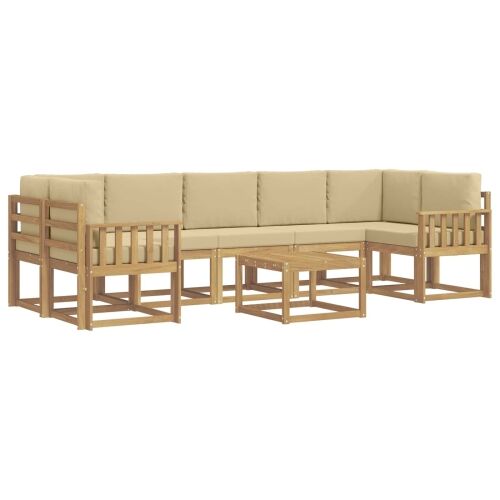 Set vanjskih sofa 6 kom. - Bijela i bež Okomite letvice Cijena