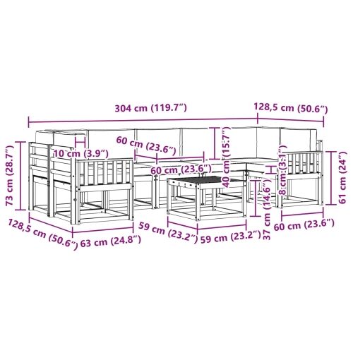 Set vanjskih sofa 6 kom. - Bijela i bež Okomite letvice Cijena