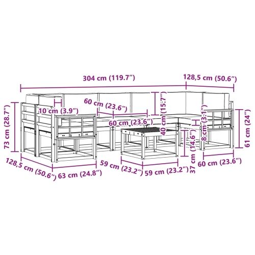 Set vanjskih sofa 6 kom. - Bijela i bež Mreža Cijena