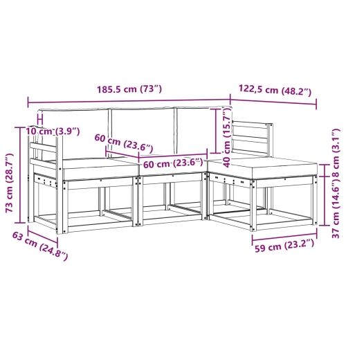 Set vanjskih sofa 4 kom. - Bijela i krem vodoravne letvice Cijena