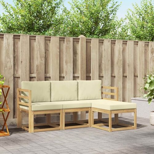 Set vanjskih sofa 4 kom. - Bijela i krem vodoravne letvice Cijena