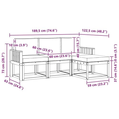 Set vanjskih sofa 4 kom. - bijela i antracit Okomite letvice Cijena