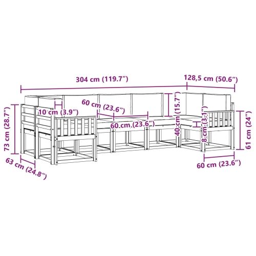 Set vanjskih sofa 7 kom. Bijela i krem - Bijela i krem Okomite letvice Cijena