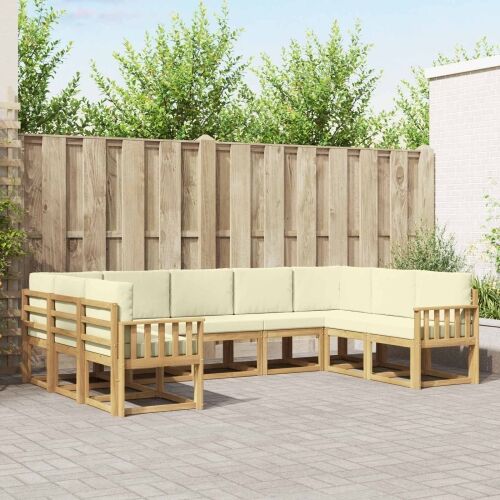 Set vanjskih sofa 9 kom. Bijela i krem - Bijela i krem Okomite letvice Cijena
