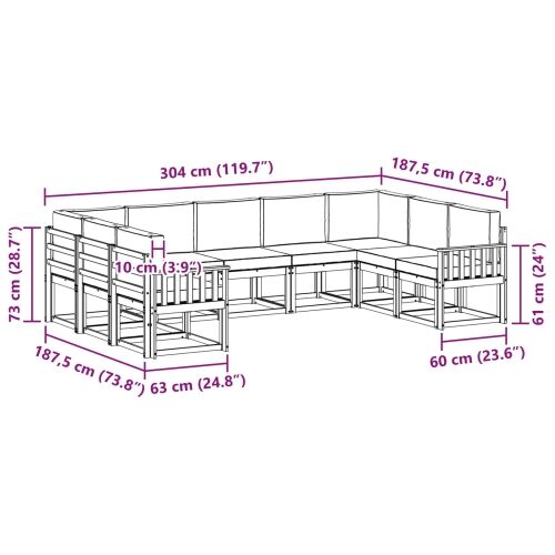 Set vanjskih sofa 9 kom. Bijela i bež - Bijela i bež Okomite letvice Cijena