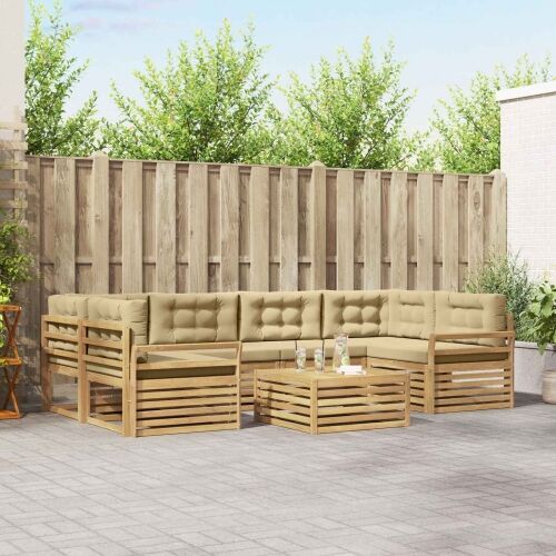 Set vanjskih sofa 7 kom. Bijela i bež - Bijela i bež Zakrivljeni Cijena