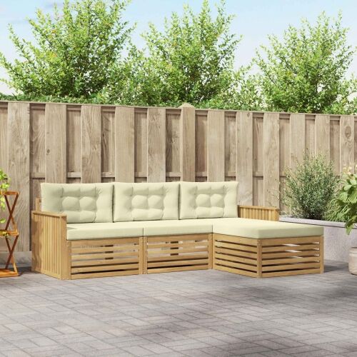 Set vanjskih sofa 4 kom. Bijela i krem - Bijela i krem Vučna šina Cijena