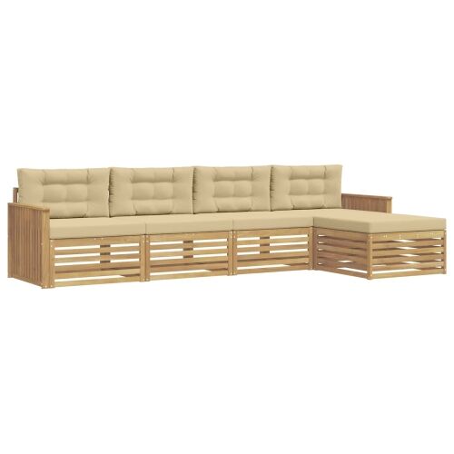 Set vanjskih sofa 5 kom. Bijela i bež - Bijela i bež Vučna šina Cijena