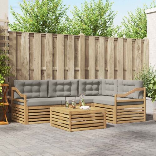 Set vanjskih sofa 5 kom. - Bijela i svijetlosiva Nagnuto Cijena