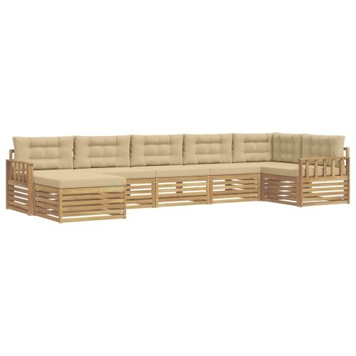 Set vanjskih sofa 7 kom. Bijela i bež - Bijela i bež Okomite letvice Cijena