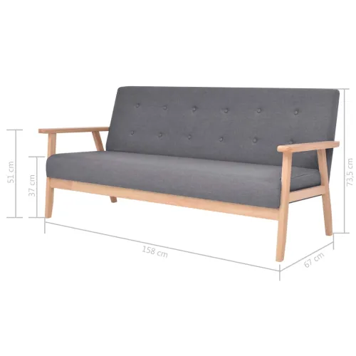 3-dijelni set sofa od tkanine tamnosivi - Tamno siva 2 fotelje + trosjed Cijena