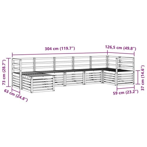 Set vanjskih sofa 7 kom. Bijela - Bijela vodoravne letvice Cijena