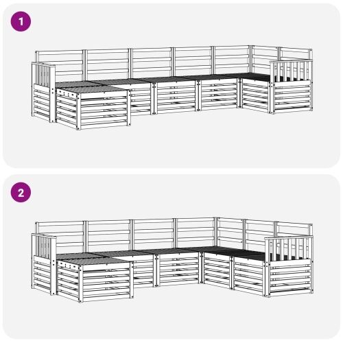 Set vanjskih sofa 7 kom. Bijela - Bijela Okomite letvice Cijena