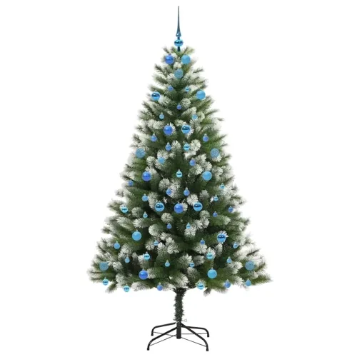 Umjetno Božićno drvce s pokrivačem snijega 300 LED lampica - 210 cm s LED-ima i plavim kuglicama Cijena