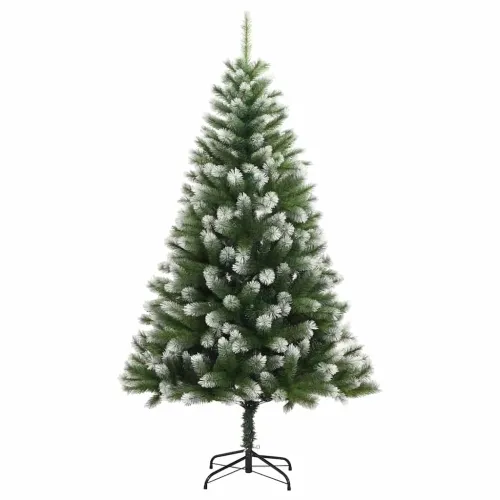 Umjetno Božićno drvce s pokrivačem snijega 300 LED lampica - 210 cm s LED-ima i plavim kuglicama Cijena