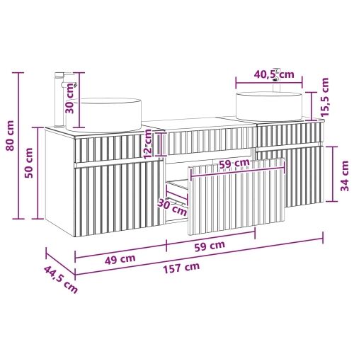 Set ormarića za kupaonicu 3 kom. Crna 49 x 44,5 x 65,5 cm - Crna Cijena