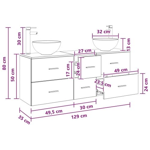 Set ormarića za kupaonicu 3 kom. Staro drvo 49,5 x 35 x 63 cm - Staro drvo Cijena