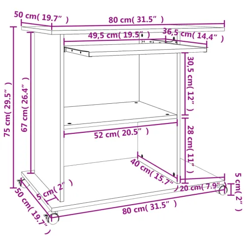 Stol za računalo bijeli 80 x 50 x 75 cm od konstruiranog drva - Bijela Bijela Cijena