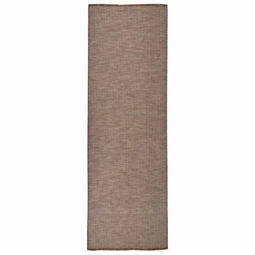 Vanjski tepih ravnog tkanja 80 x 250 cm smeđi - Smeđa 80 x 250 cm Cijena