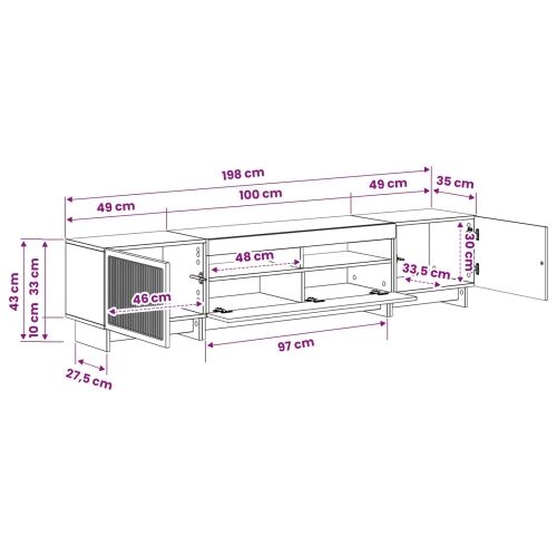 5-dijelni LED TV ormarić Crna Konstruirano drvo - Crna 100 cm Cijena