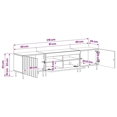 5-dijelni LED TV ormarić Crna Konstruirano drvo - Crna 81 cm Cijena