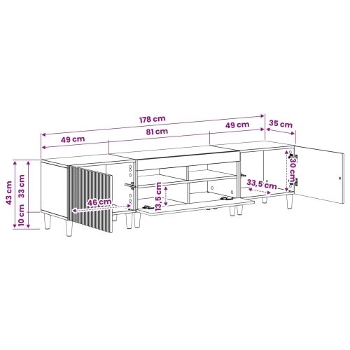 5-dijelni LED TV ormarić Crna Konstruirano drvo - Crna 81 cm Cijena