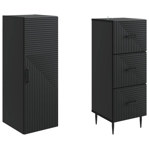 Set ormara 2 kom. 33 x 34,5 x 90 cm Konstruirano drvo Crna - Crna Cijena