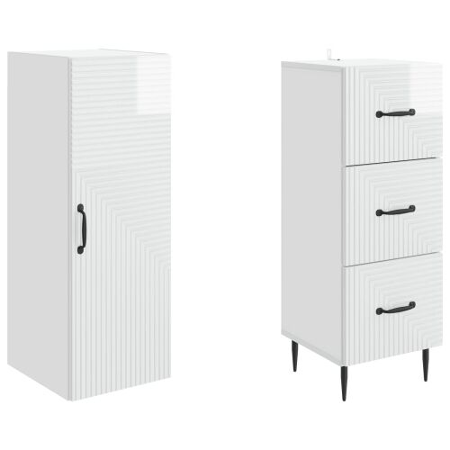 Set ormara 2 kom. 33 x 34,5 x 90 cm Konstruirano drvo - Visoko sjajno bijela Cijena