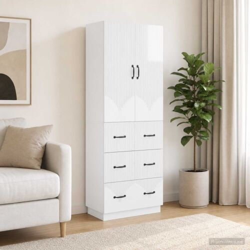 Set ormara 2 kom. 66 x 34,5 x 87 cm Konstruirano drvo - Visoko sjajno bijela Cijena