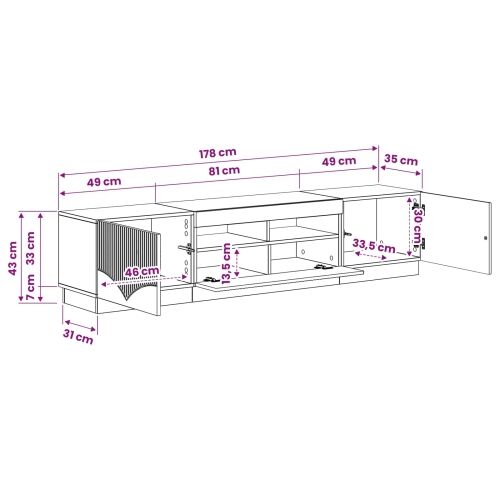 5-dijelni LED TV ormarić Crna Konstruirano drvo - Crna 81 cm Cijena