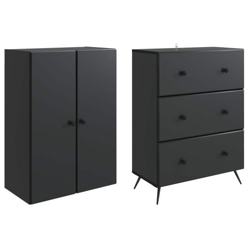 Set ormara 2 kom. 66 x 34,5 x 90 cm Konstruirano drvo Crna - Crna Cijena