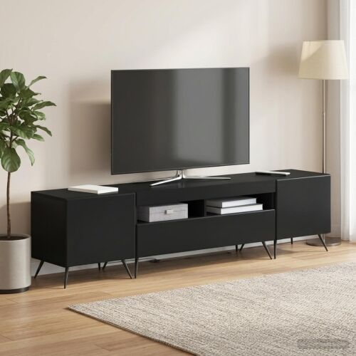 5-dijelni LED TV ormarić Crna Konstruirano drvo - Crna 100 cm Cijena