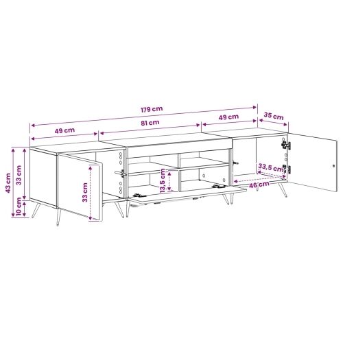 5-dijelni LED TV ormarić Crna Konstruirano drvo - Crna 81 cm Cijena