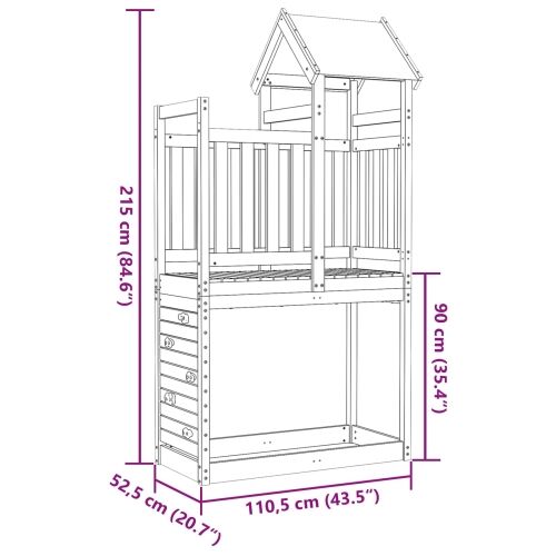 Igraći Toranj Smeđa 110.5 x 52.5 x 215 cm Solidno Douglas Drvo - Masivno drvo duglazije Cijena