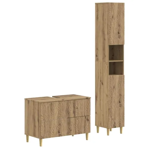 Set kupaonskih ormara od 2 dijela DELFT Hrast artisan - Hrast artisan Uzorak lišća Cijena