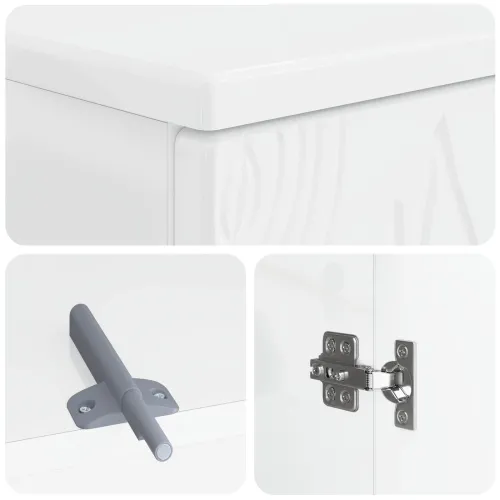 Set kupaonskih ormara od 2 dijela DELFT Bijela visokog sjaja - Bijela visokog sjaja Uzorak lišća Cijena