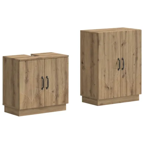 Set kupaonskih ormara od 2 dijela HOORN Hrast artisan - Hrast artisan V-oblik pruge Cijena