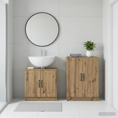 Set kupaonskih ormara od 2 dijela UTRECHT Hrast artisan - Hrast artisan O-oblik Cijena