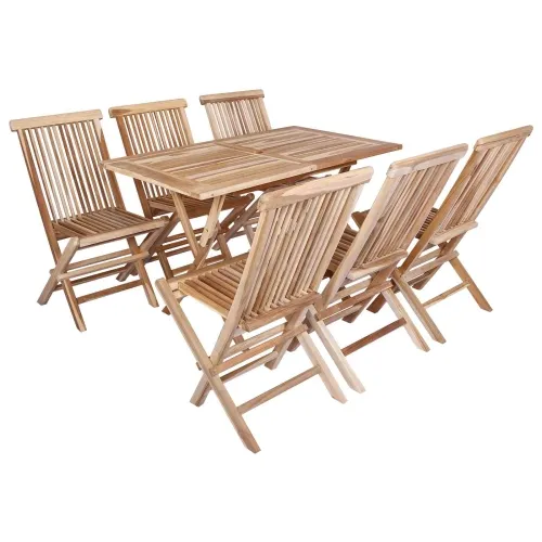Set vrtnih namještaja 7 kom. Prirodna Čvrsto teak drvo - 6 Bez naslona za ruke Cijena