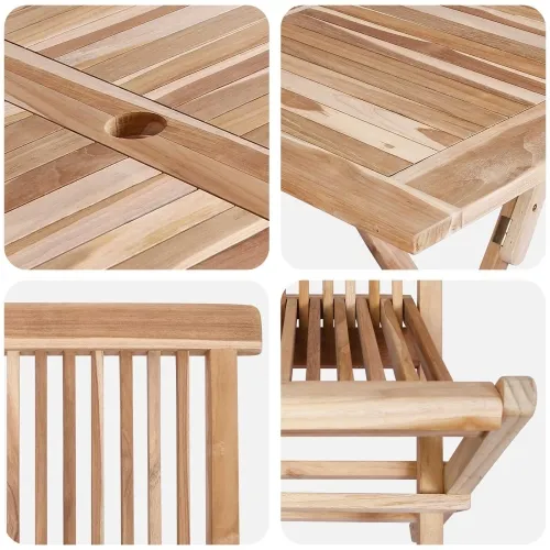 Set vrtnih namještaja 7 kom. Prirodna Čvrsto teak drvo - 6 Bez naslona za ruke Cijena