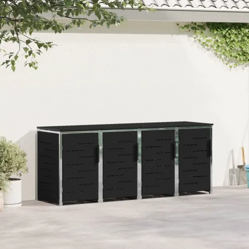 Skladište za kanta za smeće for 4 Bins 240L Nehrđajući čelik - Crna 4 Cijena