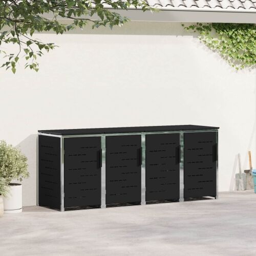 Skladište za kanta za smeće for 4 Bins 240L Nehrđajući čelik - Crna 4 Cijena