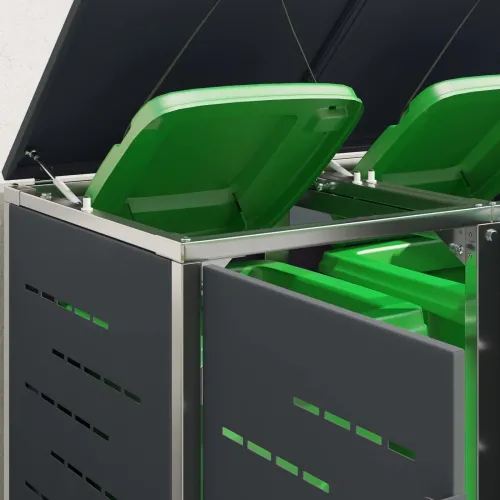 Skladište za kanta za smeće for 3 Bins 240L Nehrđajući čelik - Antracit 3 Cijena