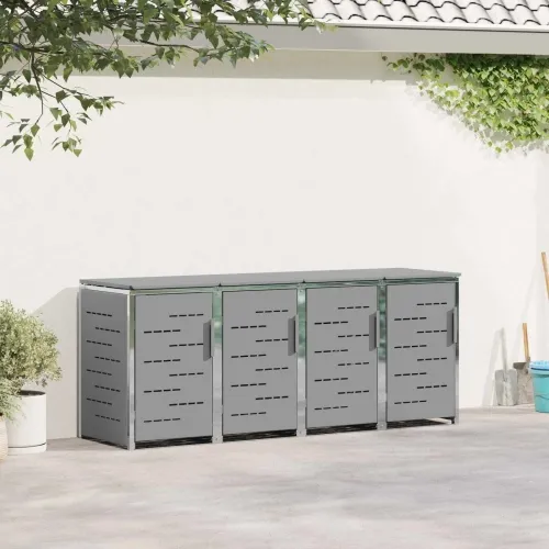 Skladište za kanta za smeće for 4 Bins 240L Nehrđajući čelik - Siva 4 Cijena