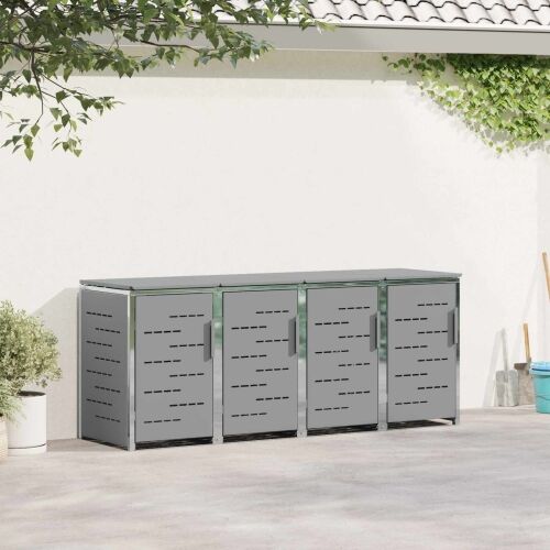 Skladište za kanta za smeće for 4 Bins 240L Nehrđajući čelik - Siva 4 Cijena