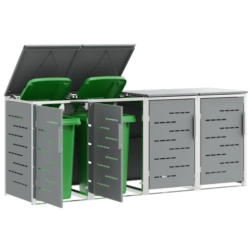 Skladište za kanta za smeće for 4 Bins 240L Nehrđajući čelik - Siva 4 Cijena