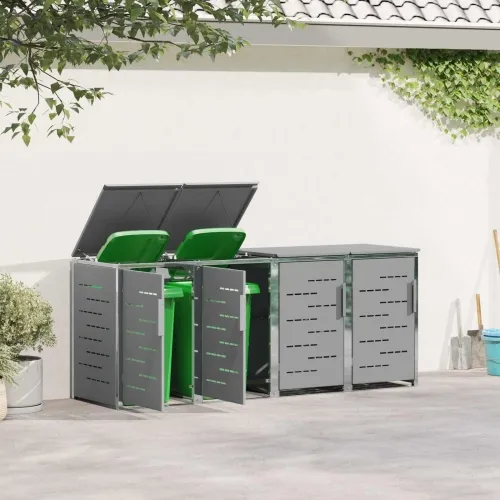 Skladište za kanta za smeće for 4 Bins 240L Nehrđajući čelik - Siva 4 Cijena