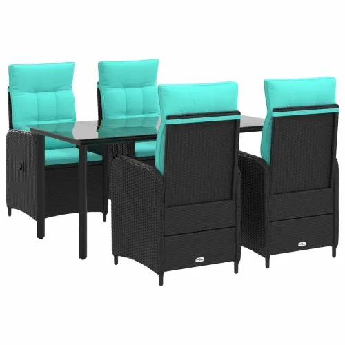 Vrtni set za objed 5 kom. Crna i Tirkizna poliratan - Tirkizna 4 sjedala 160 x 80 x 74 cm Cijena