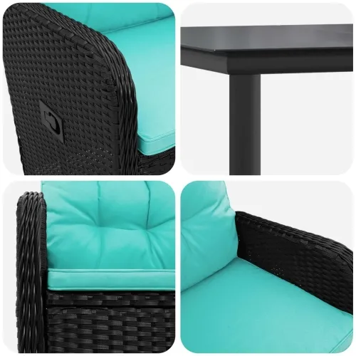 Vrtni set za objed 5 kom. Crna i Tirkizna poliratan - Tirkizna 4 sjedala 160 x 80 x 74 cm Cijena